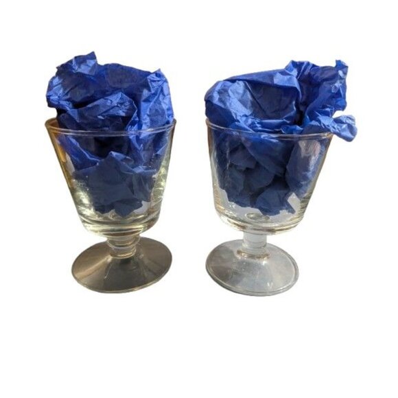 2pc Pair Tall Ship Sailboat Etched Crystal Whiskey Glass Drinkware Barware VTG - Picture 4 of 4